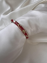 Kırmızı Gold Detaylı Kelepçe