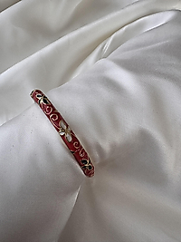 Kırmızı Gold Detaylı Kelepçe