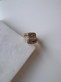 Lila Taş Detaylı Çelik Yüzük