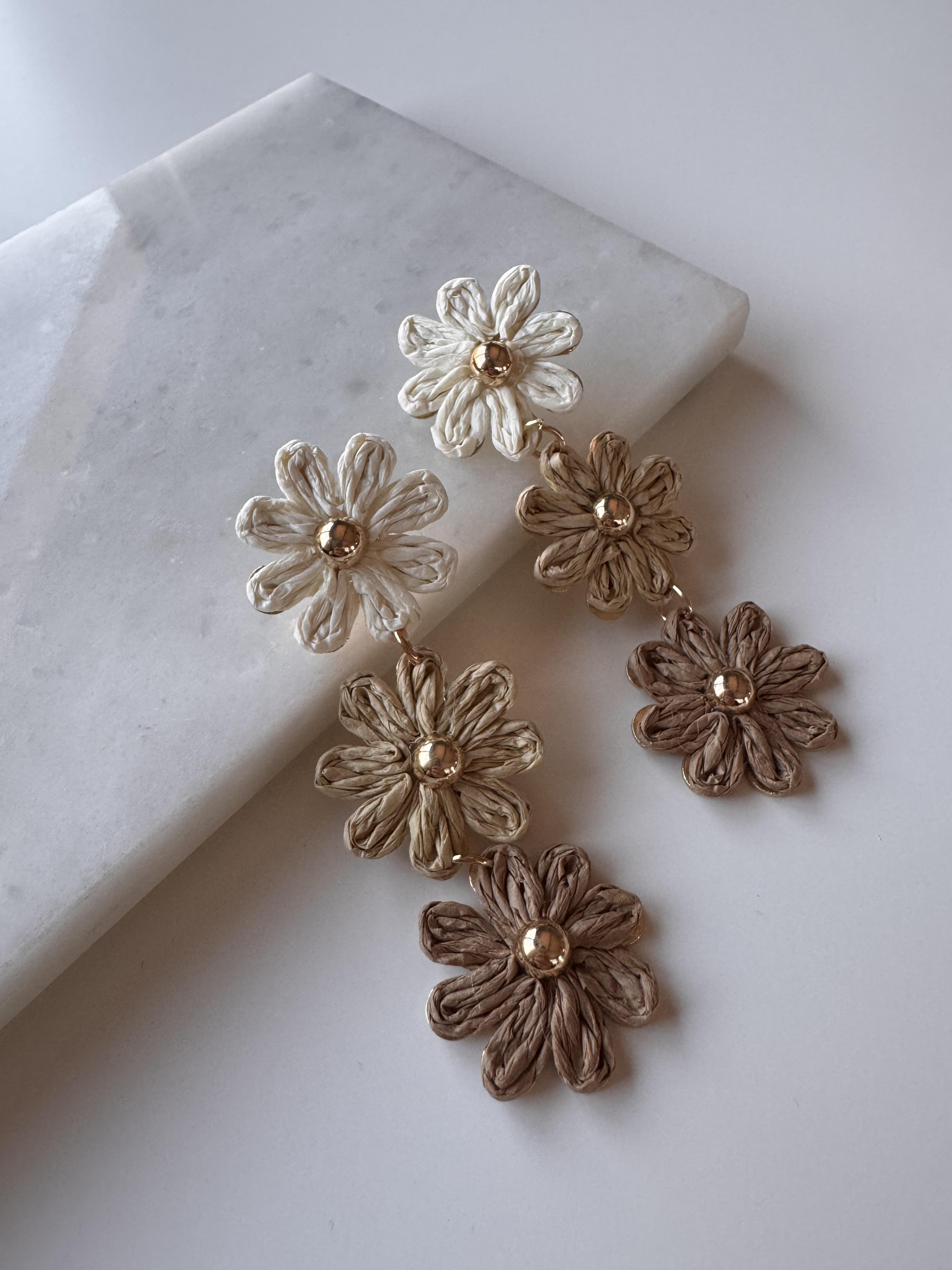 Hasır Çiçekli Küpe